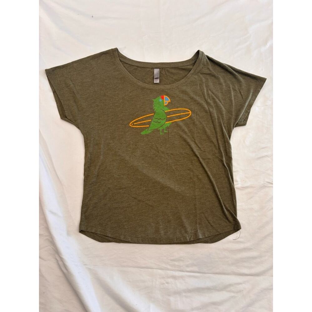 Women's Next Level Apparel T-shirt Size S Green Parrot Graphic